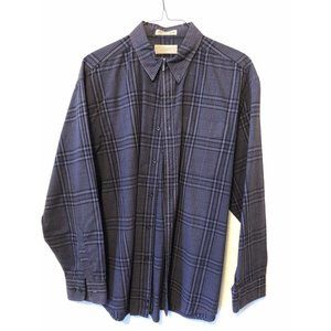 City Casuals Men's XL Plaid Long Sleeve Button Down Gray Black All cotton